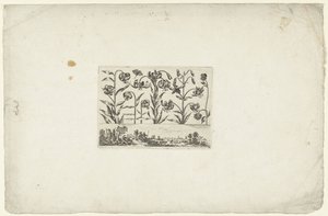 Manzara üzerinde çiçek satırı Çiçekler ve manzaralar (dizi başlığı) by Cornelis Danckerts (I)