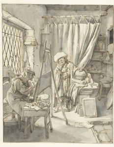 Stüdyosunda Modeli Olan Bir Sanatçı Stüdyosunda Modeli Olan Ressam