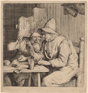 Şarkı söyleyen iki köylü by Cornelis Dusart