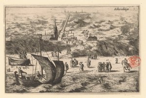 Scheveningen'in denizden görünümü Schevelinge (nesne üzerindeki başlık)
