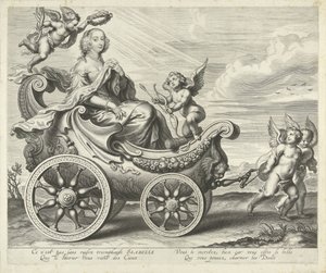 Zafer arabasında Clara Isabella de Ligne-Arenberg (?) by Cornelis Galle (I)