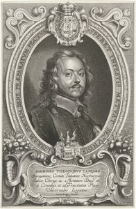 Portret van Johann Theodor Caspars Hıristiyanlığın barışçıl dünyasının en ünlü elçileri ve Osnabrugas Manastırı (...) (dizi adı) by Cornelis Galle (II)