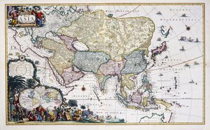 Asya Haritası, c.1696 (el renkli gravür) by Cornelis III Danckerts