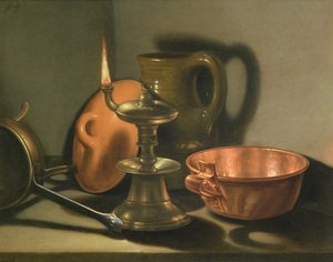 Bir gaz lambası ile bir natürmort by Cornelis Jacobsz