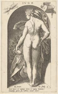 Tavus kuşu ile Juno Ivno (nesne üzerindeki başlık) Antik Tanrılar (seri başlığı) by Cornelis Jacobsz. Drebbel