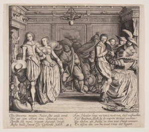 Müzisyenler ve Dans Eden Çiftler ile İç Mekan by Cornelis Koning