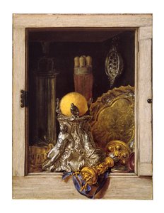 Açık Dolapta Gümüş Eşya (tuval üzerine yağlı boya) by Cornelis Norbertus Gysbrechts