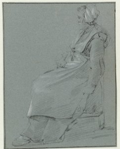 Oturan Kadın, Profilde Solda, Küçük Şapkalı, Sağ Elinde Bardak Tutuyor by Cornelis Pietersz. Bega (circle of)