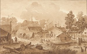 Gölet ile köy manzarası by Cornelis Ploos van Amstel (signed by artist)