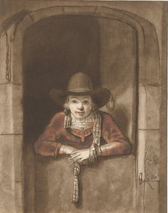 Bir alt kapıya yaslanmış çocuk by Cornelis Ploos van Amstel (signed by artist)