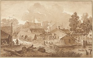 Gölet ile köy manzarası by Cornelis Ploos van Amstel