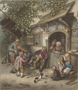 Bir hanın önünde kemancı by Cornelis Ploos van Amstel