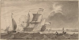 Y'deki Savaş Gemisi, 1768 by Cornelis Ploos van Amstel
