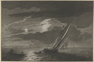 Dolunay ile deniz manzarası by Cornelis Ploos van Amstel
