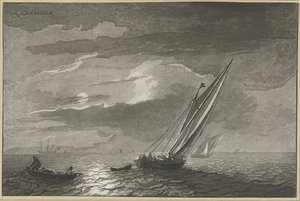 Dolunay ile deniz manzarası by Cornelis Ploos van Amstel