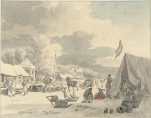 Donmuş bir kanalda buz eğlencesi