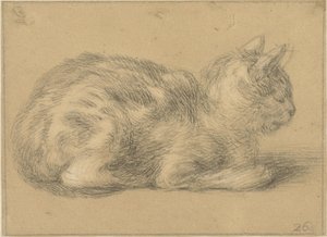 Oturan kedi, sağda by Cornelis Saftleven (possibly)