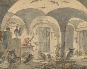 Hayvanlarla Büyülü Bir Mahzen by Cornelis Saftleven