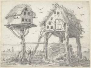 iki güvercin evi by Cornelis Saftleven