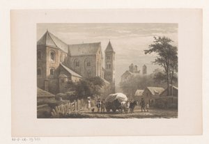 11. yüzyıl kilisesinin önünde vagonlu sığır Aziz Peter Kilisesi by Cornelis Springer