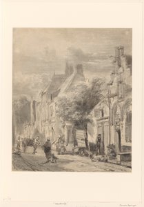 Harderwijk'te sokak görünümü by Cornelis Springer