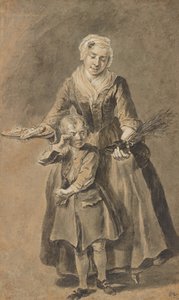 Ağlayan Bir Çocuğa Anahtarlı Ayakkabısını Gösteren Bir Kadın by Cornelis Troost
