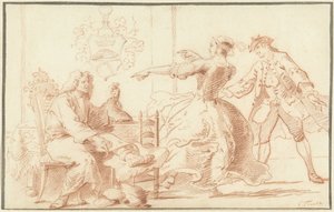 Zengin podagra lideri, genç bir kadın tarafından güldü by Cornelis Troost