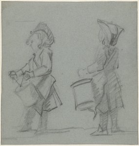 Davulcu bir çocuğun iki çalışması by Cornelis Troost
