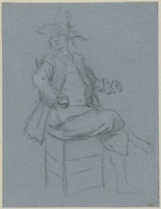 Oturan şarlatan, dörtte üçü sola dönük, başı öteye dönük by Cornelis Troost