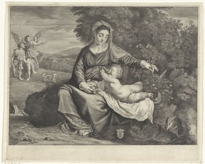 Çocuk ve Tobias ve Melek ile Meryem by Cornelis Visscher (II)