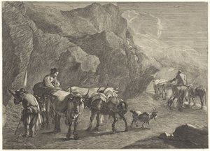 Çobanlar ile kaya manzara by Cornelis Visscher (II)