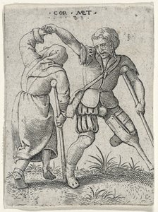 Tahta Bacaklı Bir Adam Topal Bir Kadını Kolunun Altına Çeviriyor, 1572 (kağıt üzerine gravür)
