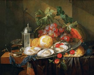Nature morte de petit dejeuner - Kahvaltı natürmort, Heem, Cornelis, de (1631-1695). ahşap üzerine yağ
