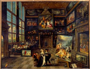 Resim ve sanat eserlerinden oluşan bir galerinin iç görünümü Resim Cornelis de Baellieur (1607-1671) 1637 Sun. 0,99x1,23 m