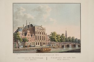 Vue d'Amsterdam No.6. Felix Meritis Derneği Binası. L'Academie des arts dite Felix Meritis, 1825 (el boyaması gravür) by Cornelis de Kruyff