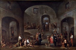 Onbaşı misericorde'un yedi eseri: “”mahkumların ziyareti”” Cornelis De Wael (1592-1667) (ec.flam) Genes, koleksiyon Banco di Chiavari by Cornelis de Wael