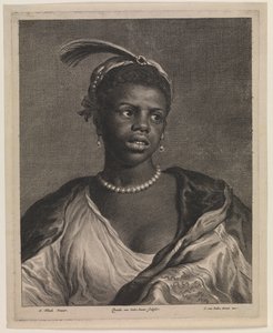 İnci Kolyeli Afrikalı Bir Kadının Portresi by Cornelis van Dalen