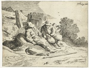 Çiftçiler yol kenarında Dört manzara (dizi başlığı) by Cornelis van Kittensteyn (attributed to)