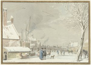 Patencilerle donmuş şehir kanalı by Cornelis van Noorde