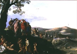 Musa Kayalardan Su Vuruyor by Cornelis van Poelenburgh or Poelenburch