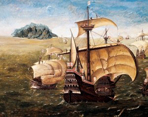 Portekiz filosu, Cornelius Anthoniszoon'un (1499-1557) tablosunun kopyası by Cornelisz Anthonisz