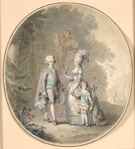 Gustav III, Kraliçe Sophie Magdalene ve Veliaht Prens Gustav Adolph, Hagaparken'de geziniyor. by Cornelius Høyer