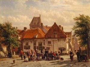 Balık Pazarı Görünümü, Harderwijck by Cornelius Springer