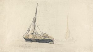Samanla yüklenen bir Yelkenli Mavna, Aralık 1827 by Cornelius Varley