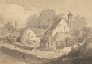 Letherhead Surrey'deki Kulübeler by Cornelius Varley