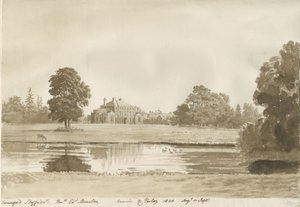 Somerford Hall: sepya çizimi by Cornelius Varley