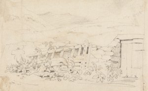 Bir Taş Duvar ve Kapının İncelenmesi by Cornelius Varley