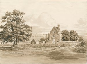 Tettenhall - Perton Hall: sepya yıkama çizimi, 9 Ağustos 1820 (çizim) by Cornelius Varley