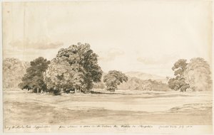 Wrottesley Park: sepya çizimi, Temmuz 1820 by Cornelius Varley