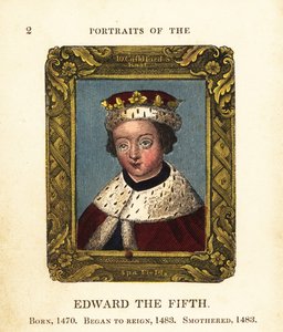 Beşinci Kral Edward'ın portresi, İngiltere Kralı V. Edward, 1470 doğumlu, 1483 saltanatına başladı ve 1483'ü boğdu by Cosmo Armstrong